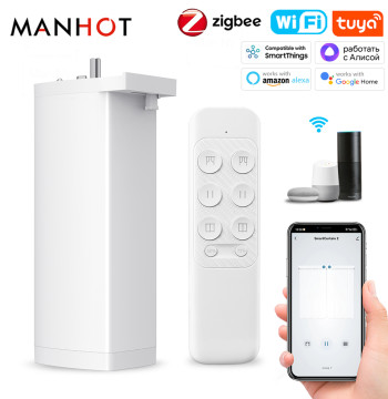 Tuya 155MM 4rd Smart Zigbee/WiFi Electric Shutter Curtain Motor Silent Motor with Remote APPVoice Control With Alexa Google Home