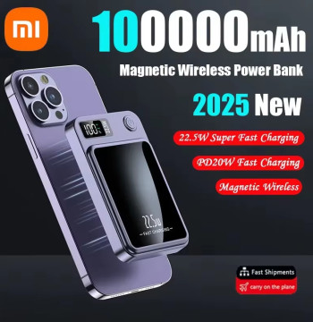 Xiaomi 100000mAh Magnetic Power Bank Wireless Fast Charger For Magsafe Portable Auxiliary Battery Pack For iphone Huawei Samsung