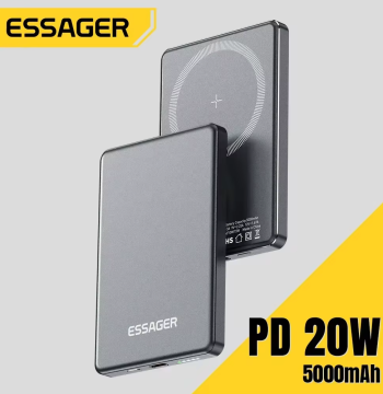 Essager Thin Wireless Power Bank Magnetic 20W 5000mAh Portable Fast Charging External Battery for Magsafe For iPhone 16 15 14 13
