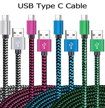 USB Type C Cable Date Sync 2.4A Fast 1M 2M 3M Charging Nylon Braided Wire Charger Cable For Samsung Huawei Android Mobile Phone