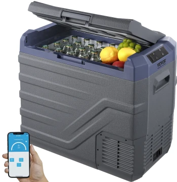 SucceBuy 30/37/45L Car Refrigerator Single Zone Portable Freezer&Built-in Light Compressor Cooler for Outdoor Camping