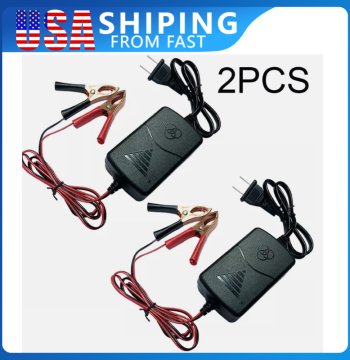 Smart 12V Car Battery Charger 1A Lead-Acid With Indicator Light 14.4 Volt Dual Wire Alligator Clip Camping Auto Charging Socket