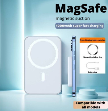 Slim 5000/10000mAh MagSafe Power Bank - Magnetic Wireless Charger w/ USB-C for iPhone 11,12,13,14,15 Series