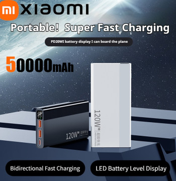 Xiaomi 50000mAh Portable high-capacity Power Bank 120W Super Fast Charge with LED Level Display Power Bank For IPhone Samsung