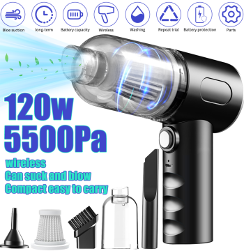 60W 5500Pa Cordless Handheld Vacuum Multi-functional Car Wireless Air Duster USB Charging 1200mAh Wet and Dry Vacuum Cleaner
