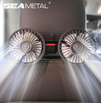 SEAMETAL 3-speed Car Seat Back Cooling Fan USB Charge Dual Head Fan 360 Degree Rotation Neck Cooler for Summer Car Accessories