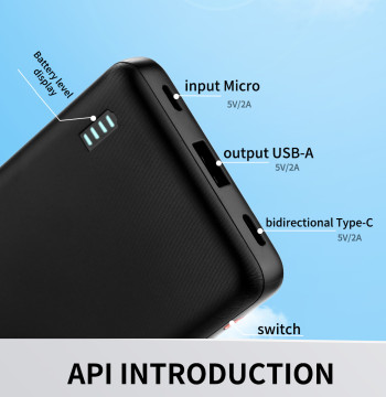 10000Mah Portable Power Bank, Outdoor Emergency Backup Battery Pack, Usb/Type-C Two-Way Charging/Micro, Suitable for Android, Android and Other Mobile Digital Equipment Category: Portable Power Bank