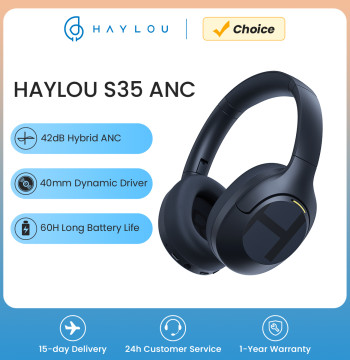 HAYLOU S35 ANC Wireless Headphones Over-ear 42dB ANC Headphone Bluetooth 5.2 40mm Dynamic Driver 60-hour Battery Life Earphones