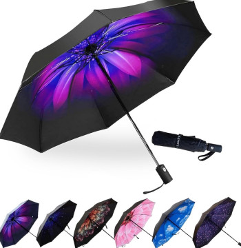 Compact Travel Umbrella,Windproof Waterproof Stick Umbrella Anti-UV Protection Golf Umbrellas