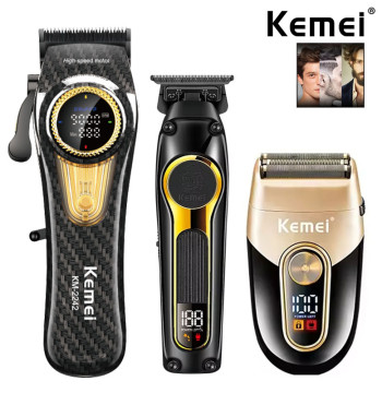 Kemei Rechargeable Hair Clippers kit Professional DLC Blade Electric Trimmer Men Barber Cordless Shaver KM-2242 KM-2351 KM-3209