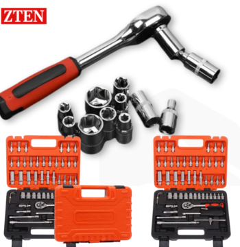 ZTEN 53PCS Sleeve Combination Toolbox CarRepair Automotive Tools Batch Head Wrench Socket Set Kit Tool Case Tooling Set Tool Box