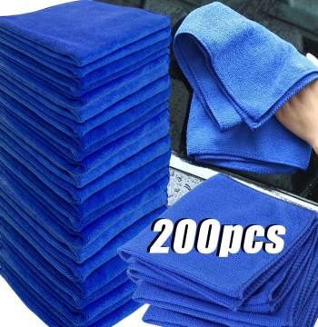 200pcs Microfiber Towels Car Wash Drying Cloth Blue Car Care Detailing Cleaning Polishing Duster Home Kitchen Washing Rags