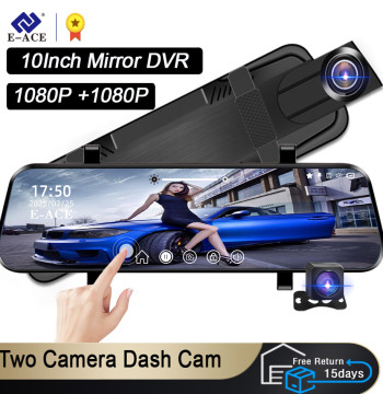 10 Inch Car DVR Car Touch Screen video Recorder Dual 1080P Rearview Mirror Front and Rear HD Night Vision Camera Mirror