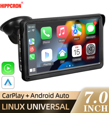 Hippcron 7inch Car Radio Multimedia Video Player Wireless Carplay And Wireless Android Auto Portable Universal Touch Screen